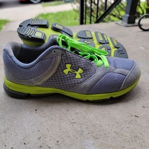 Under Armor Gray & Green Sneakers 7Y